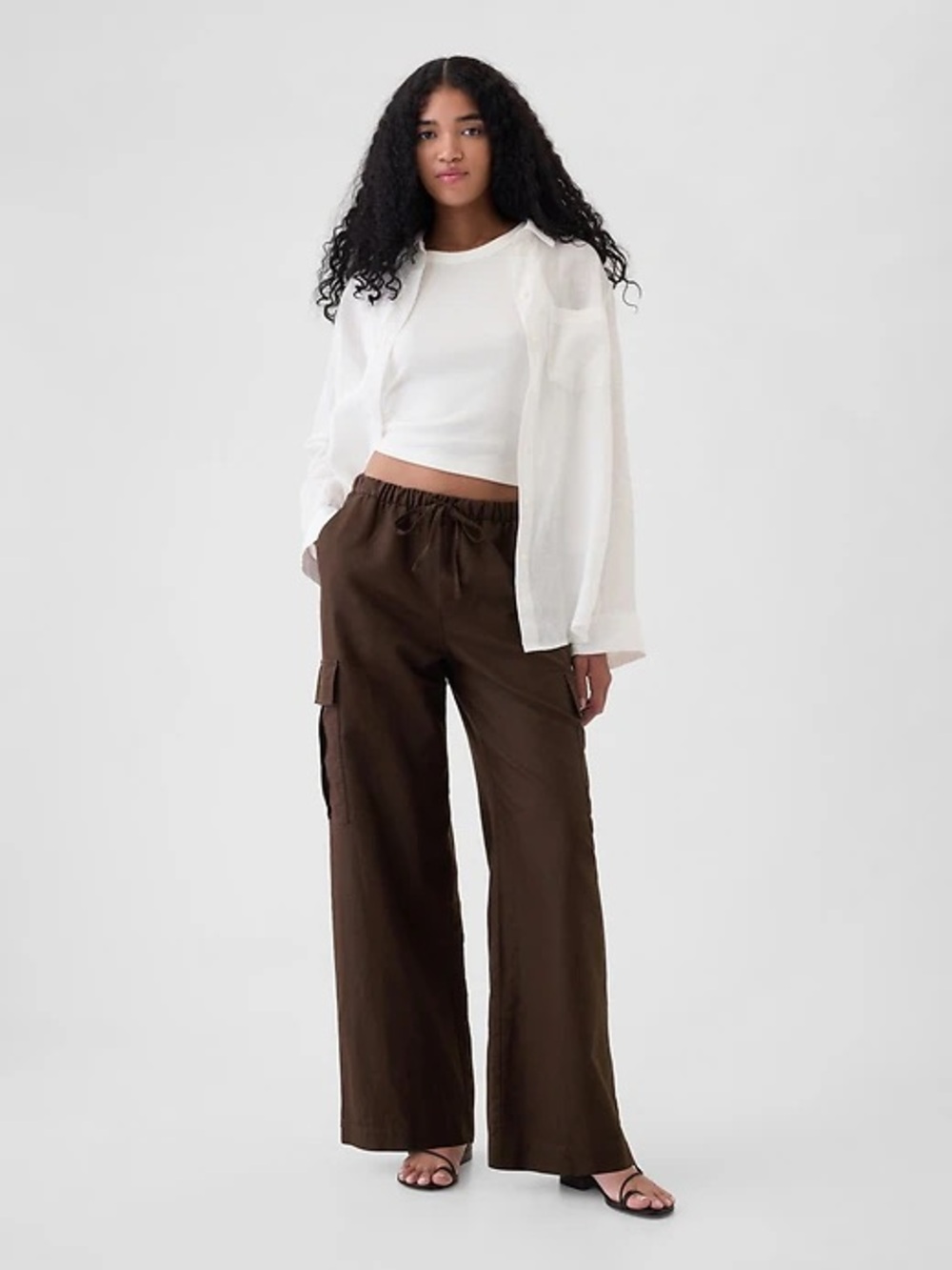 GAP Women's Petite Linen Wide Leg Pants